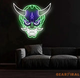 Oni Mask Neon Sign - Japanese Hannya Demon Mask Samurai Wall Art Custom Japanese Neon Decor Hannya Mask LED Light Anime