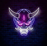 Oni Mask Neon Sign - Japanese Hannya Demon Mask Samurai Wall Art Custom Japanese Neon Decor Hannya Mask LED Light Anime