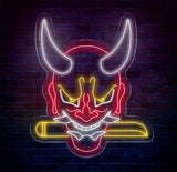 Oni Mask Neon Sign - Japanese Hannya Demon Mask Samurai Wall Art Custom Japanese Neon Decor Hannya Mask LED Light Anime