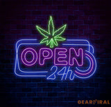 Open 24h Canabiss Neon Sign Weed Wall Art Marijuana Sign Decoration Custom Cannabis Sign Smoke Shop Led Sign Open Neon