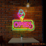 Open Ice Cream Neon Sign Restaurant Neon Sign Business Led Logo Light Ice Cream Decor Neon Sign for Coffee Shop Party