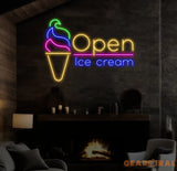 Open Ice Cream Neon Sign Restaurant Neon Sign Business Led Logo Light Ice Cream Decor Neon Sign for Coffee Shop Party
