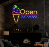 Open Ice Cream Neon Sign Restaurant Neon Sign Business Led Logo Light Ice Cream Decor Neon Sign for Coffee Shop Party