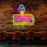 Open Ice Cream Neon Sign Restaurant Neon Sign Business Led Logo Light Ice Cream Decor Neon Sign for Coffee Shop Party