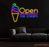 Open Ice Cream Neon Sign Restaurant Neon Sign Business Led Logo Light Ice Cream Decor Neon Sign for Coffee Shop Party