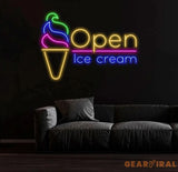 Open Ice Cream Neon Sign Restaurant Neon Sign Business Led Logo Light Ice Cream Decor Neon Sign for Coffee Shop Party
