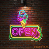 Open Ice Cream Neon Sign Restaurant Neon Sign Business Led Logo Light Ice Cream Decor Neon Sign for Coffee Shop Party