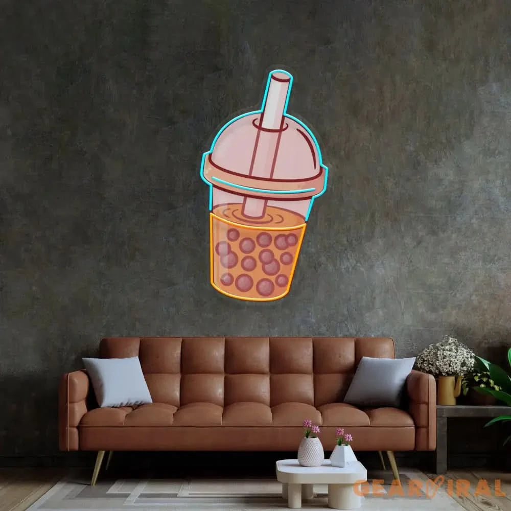 Orange Milktea Neon Acrylic Artwork