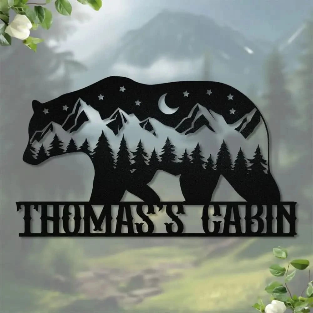 Our Bear Family Metal Sign Decor Custom Family Name Metal Hanging Sign Personalized Wall Art - Housewarming - Gift for