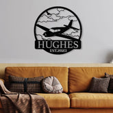 Outdoor Custom Airplane Metal Wall Art Personalized Pilot Name Sign Aircraft Hangar Decor Airforce Housewarming Gifts