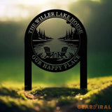 Outdoor Metal Sign with Lake Scene Forest Lake Sign Custom Lake House Name Sign Camping Metal sign Custom Name Sign