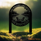 Outdoor Metal Sign with Lake Scene Forest Lake Sign Custom Lake House Name Sign Camping Metal sign Custom Name Sign
