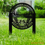 Outdoor Metal Sign with Lake Scene Forest Lake Sign Custom Lake House Name Sign Camping Metal sign Custom Name Sign