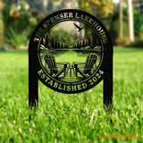 Outdoor Metal Sign with Lake Scene Forest Lake Sign Custom Lake House Name Sign Camping Metal sign Custom Name Sign