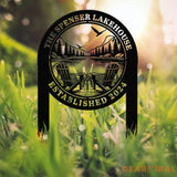 Outdoor Metal Sign with Lake Scene Forest Lake Sign Custom Lake House Name Sign Camping Metal sign Custom Name Sign