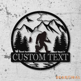 Outdoor Sasquatch Custom Name Metal Sign Bigfoot Yard Decor Bigfoot Mountain Metal Sign - Gearviral