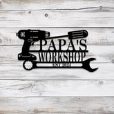 Papa’s Workshop Sign Personalized Metal Garage Sign Metal Garage Wall Art Handyman Carpenter Garage Wall Decor Dad’s