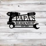 Papa’s Workshop Sign Personalized Metal Garage Sign Metal Garage Wall Art Handyman Carpenter Garage Wall Decor Dad’s