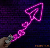 Paper Plane With Heart Neon Sign Paper Plane Led Sign Custom Neon Sign Gift For Kid Bedroom Decor Gift For Her Paper
