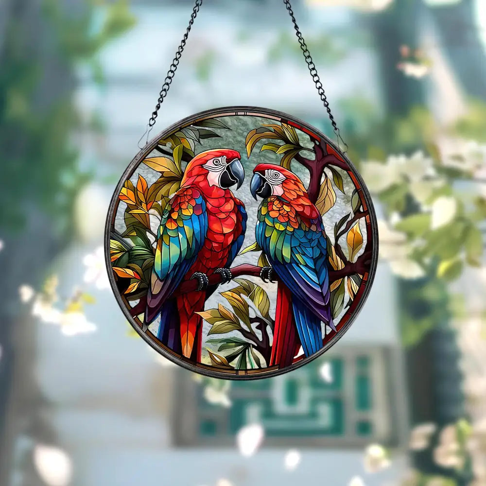 Parrot Stained Glass Suncatcher Parrot Window Hanging Parrot Ornament Parrot Lover Decor Bird Nerd Bird Lover Gift