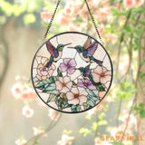 Pastel Hummingbirds and Flowers Stained Glass Suncatcher Soft Floral Window Hanging Romantic Garden Decor Gift for Bird