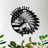 Patriotic Native Eagle Metal House Metal Sign,Veteran Metal Sign Housewarming Outdoor Door Decor Patriotic Wall