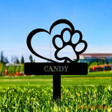 Paw Memorial Metal Yard Sign - Personalized Memorial Garden Stake - Dog Grave Marker Remembrance Dog Lover Stake