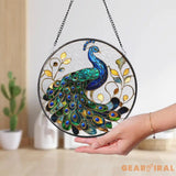 Peacock Stained Glass Suncatcher Elegant Blue and Green Bird Window Hanging Ornate Glass Art Decor Gift for Bird Lovers