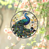 Peacock Stained Glass Suncatcher Elegant Blue and Green Bird Window Hanging Ornate Glass Art Decor Gift for Bird Lovers