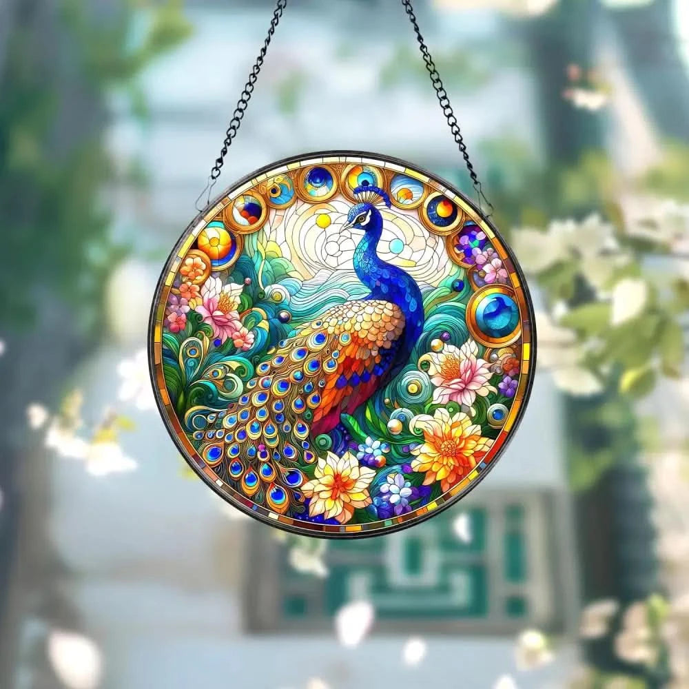 Peacock Stained Glass SunCatcher Peacock Window Hanging Mother’s Day Gift Gift Bird Lover Decor Peacock Ornament Garden