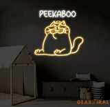 Peekaboo Cat Neon Sign LED Peekaboo Cat Light Custom Neon Cat Sign Cute Animal Wall Art Kids Room Decor Personalized