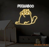 Peekaboo Cat Neon Sign LED Peekaboo Cat Light Custom Neon Cat Sign Cute Animal Wall Art Kids Room Decor Personalized