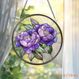 Peony Flower Glass Suncatcher Purple Peony Ornament Window Hanging Decor Mother’s Day Keepsake Garden Wall Art Gift for