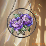 Peony Flower Glass Suncatcher Purple Peony Ornament Window Hanging Decor Mother’s Day Keepsake Garden Wall Art Gift for