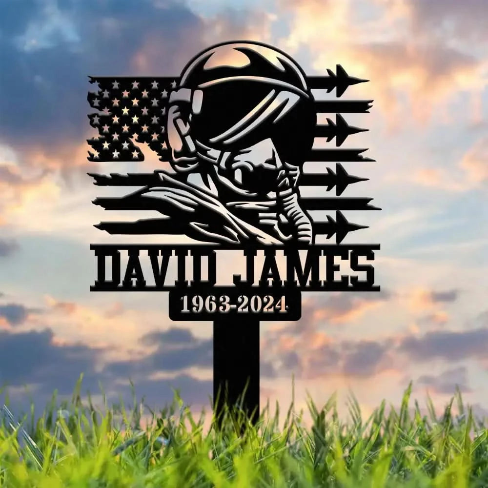 Personalized Air Force Memorial Stake Garden Metal Stake In Loving Memorial Sympathy Gift Veteran Grave Marker