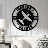 Personalized Airplane Hangar Sign - Custom Pilot Name Sign - Aviation Lover Decor - Man Cave Wall Art - Airplane Sign