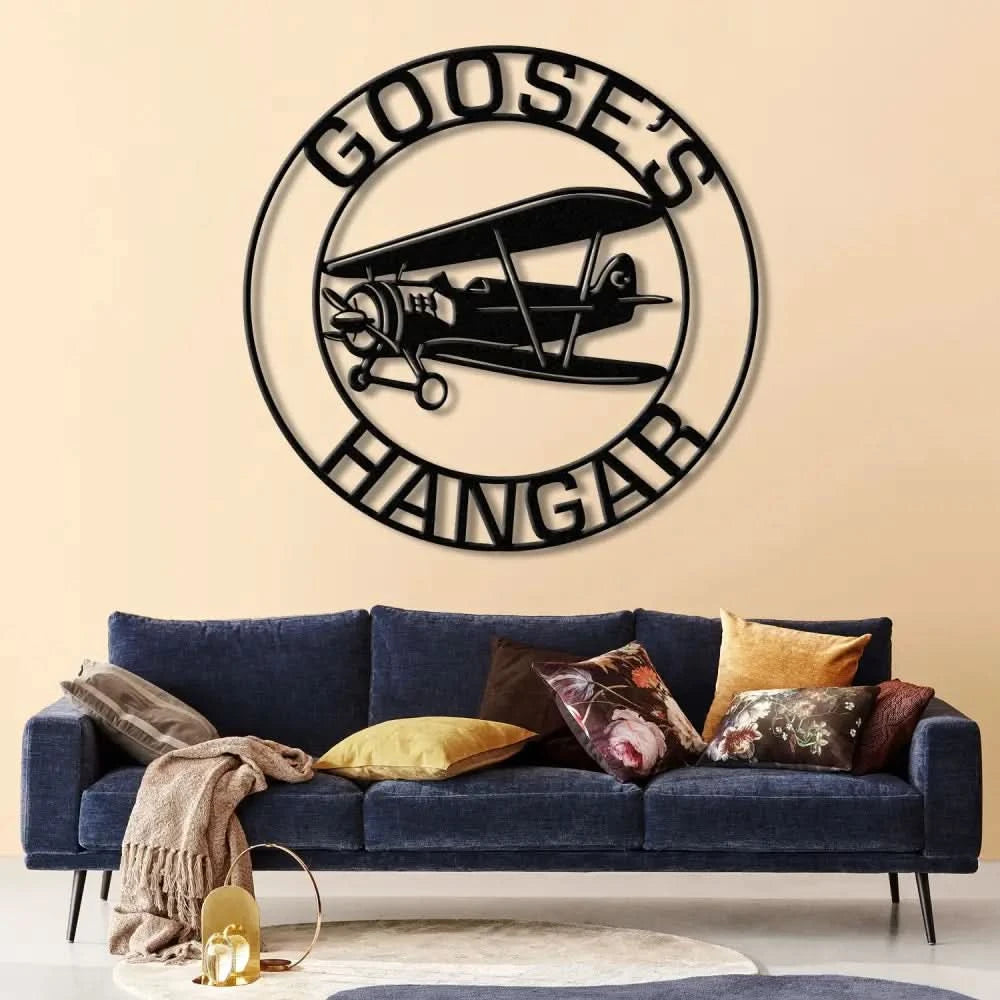 Personalized Airplane Hangar Sign with Led Lights - Custom Pilot Name Sign - Aviation Lover Decor - Man Cave Wall Art