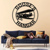 Personalized Airplane Hangar Sign with Led Lights - Custom Pilot Name Sign - Aviation Lover Decor - Man Cave Wall Art