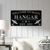 Personalized Airplane Hangar Sign with Led Lights - Custom Pilot Name Sign - Aviation Lover Decor - Man Cave Wall Art