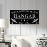 Personalized Airplane Hangar Sign with Led Lights - Custom Pilot Name Sign - Aviation Lover Decor - Man Cave Wall Art