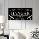 Personalized Airplane Hangar Sign with Led Lights - Custom Pilot Name Sign - Aviation Lover Decor - Man Cave Wall Art