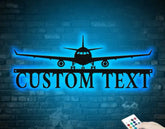 Personalized Airplane Metal Wall Art LED Light Aircraft Hangar Decoration Airforce Housewarming Xmas Gifts Custom Pilot
