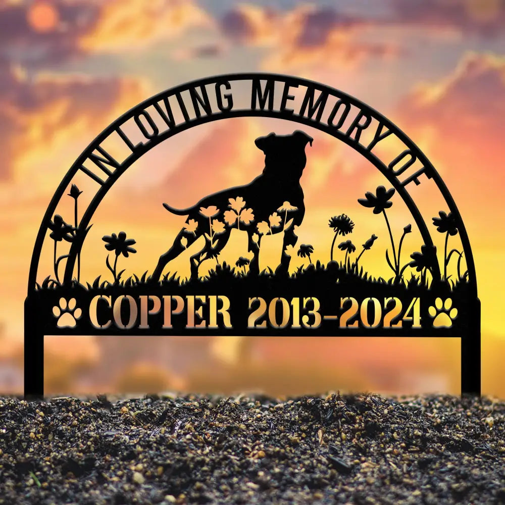 Personalized American Pit Bull Memorial Stake - Custom Dog Grave Marker Pet Sympathy Gift Dog Name Sign Memorial Plaque