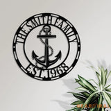Personalized Anchor Metal Sign LED Lights Ship Anchor Sign Custom Family Name Sign Anchor Name Sign Nautical Decor