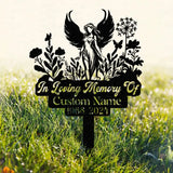 Personalized Angel Memorial Stake Angel Grave Marker Angel Memorial Plaque with Stake Angel Grave Stake In Loving