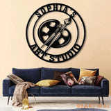 Personalized Art Studio Sign Custom Painting Metal Wall Art Artist Name Sign Art Teacher Gift Artist Tools Decor