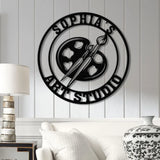 Personalized Art Studio Sign Custom Painting Metal Wall Art Artist Name Sign Art Teacher Gift Artist Tools Decor