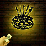 Personalized Art Studio Sign Custom Painting Metal Wall Art Artist Name Sign Art Teacher Gift Artist Tools Decor