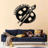 Personalized Art Studio Sign with Led Light Custom Painting Metal Wall Art Artist Name Sign Art Teacher Gift Drawing