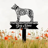 Personalized Austrailian Cattle Mandala Garden Stake Zentangle Yard Art Dog Memorial Sign Outdoor Decor Pet Loss